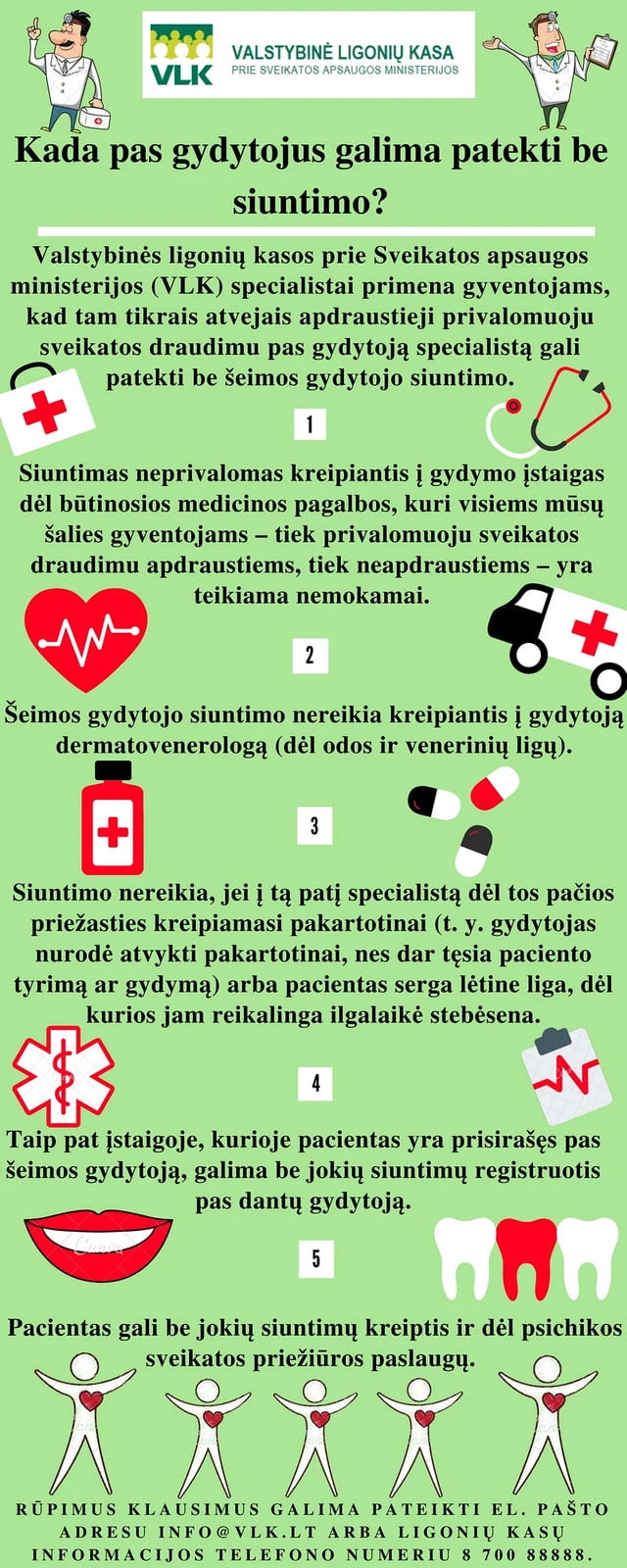 Ligonių kasos: kada pas gydytojus galima patekti be siuntimo?
