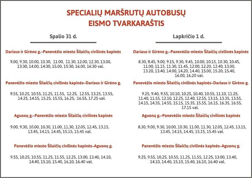 Spalio 31 ir lapkričio 1 d. į Šilaičių civilines kapines nemokamas viešasis transportas