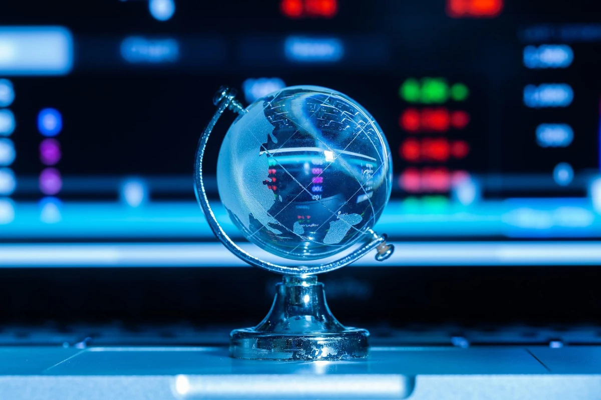 crystal globe with stock information